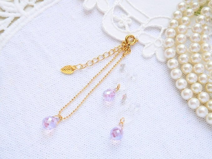 プティドロップカットガラスのドール用ネックレス&ノンホールピアス