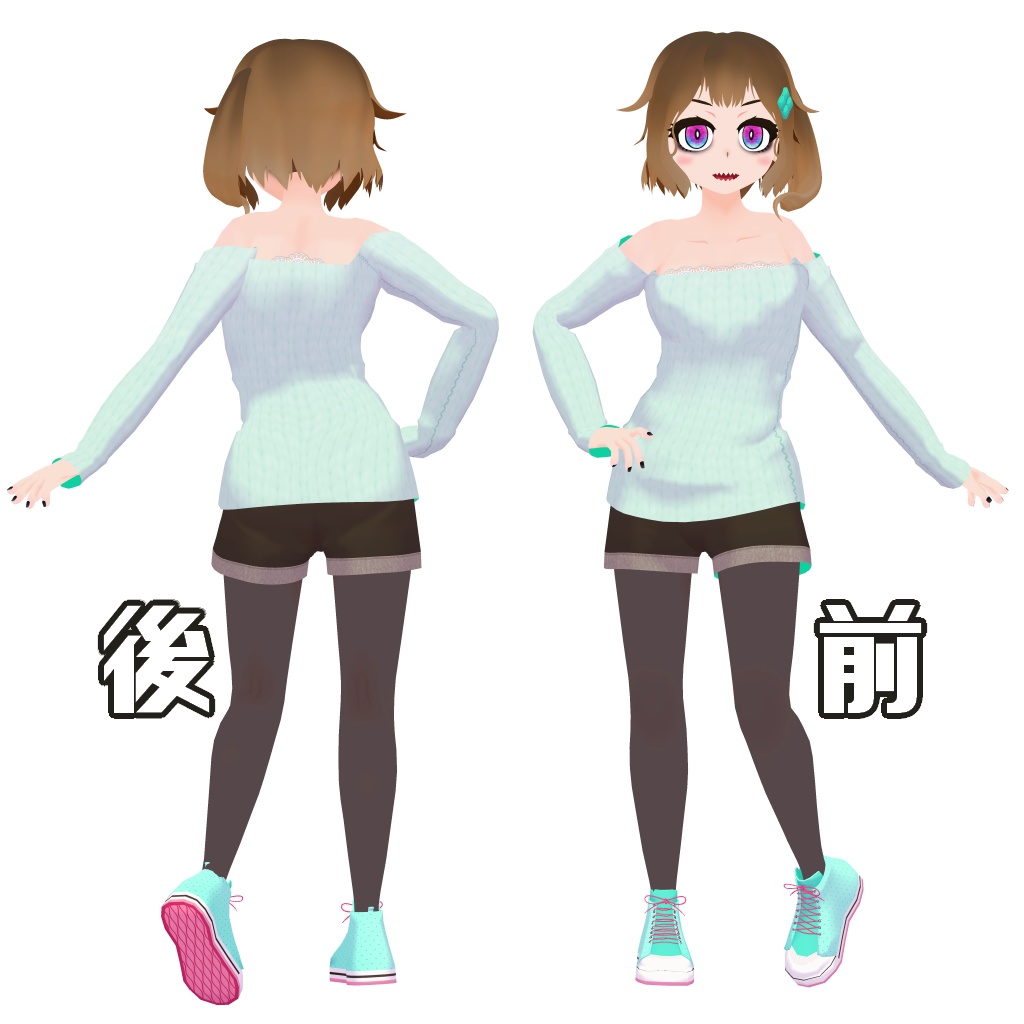 【更新終了】「四菱花音/よつびしかのん」- VRChat向けオリジナル3Dモデル