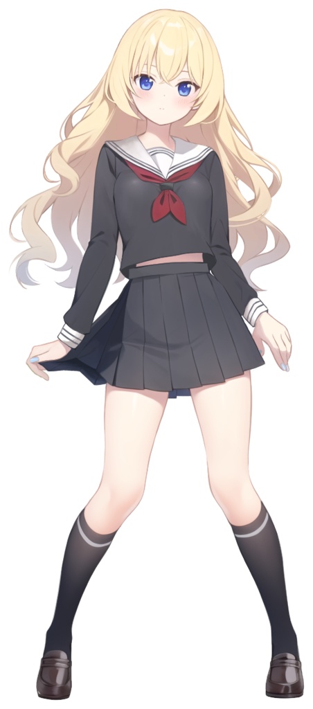 全身立ち絵素材 金髪セーラーの女の子