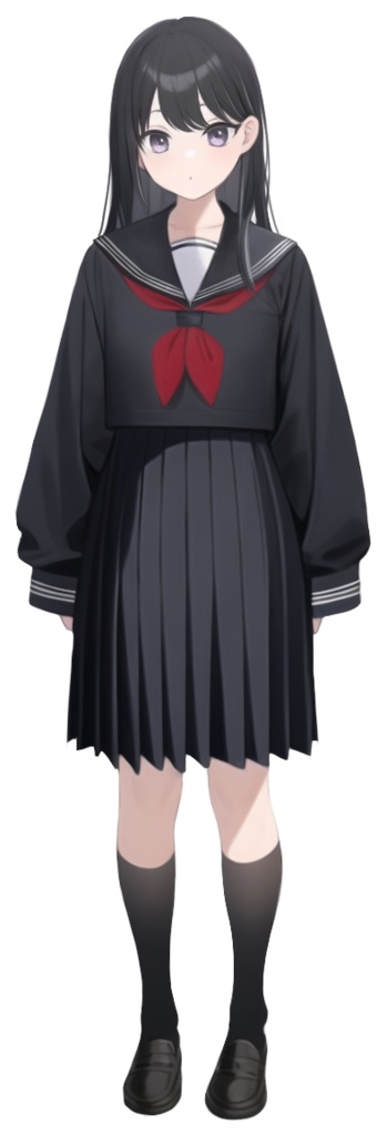 全身立ち絵素材 黒髪セーラーの女の子