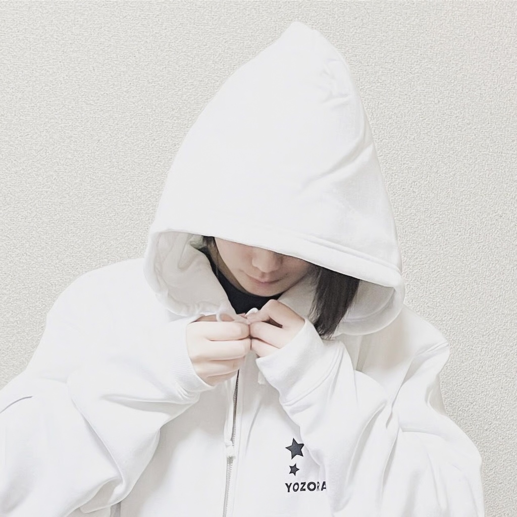 よぞにゃん白XLパーカ(裏起毛)