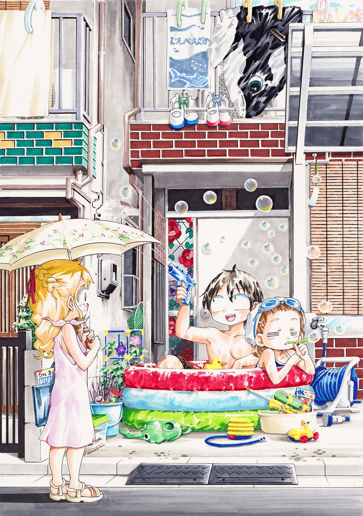 色紙よりハイクオリティなイラストのコピック塗り原画
