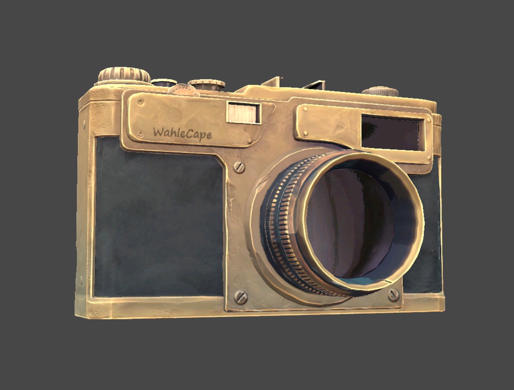 古びた真鍮製のフィルムカメラ