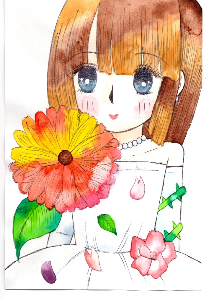 花に囲まれた少女