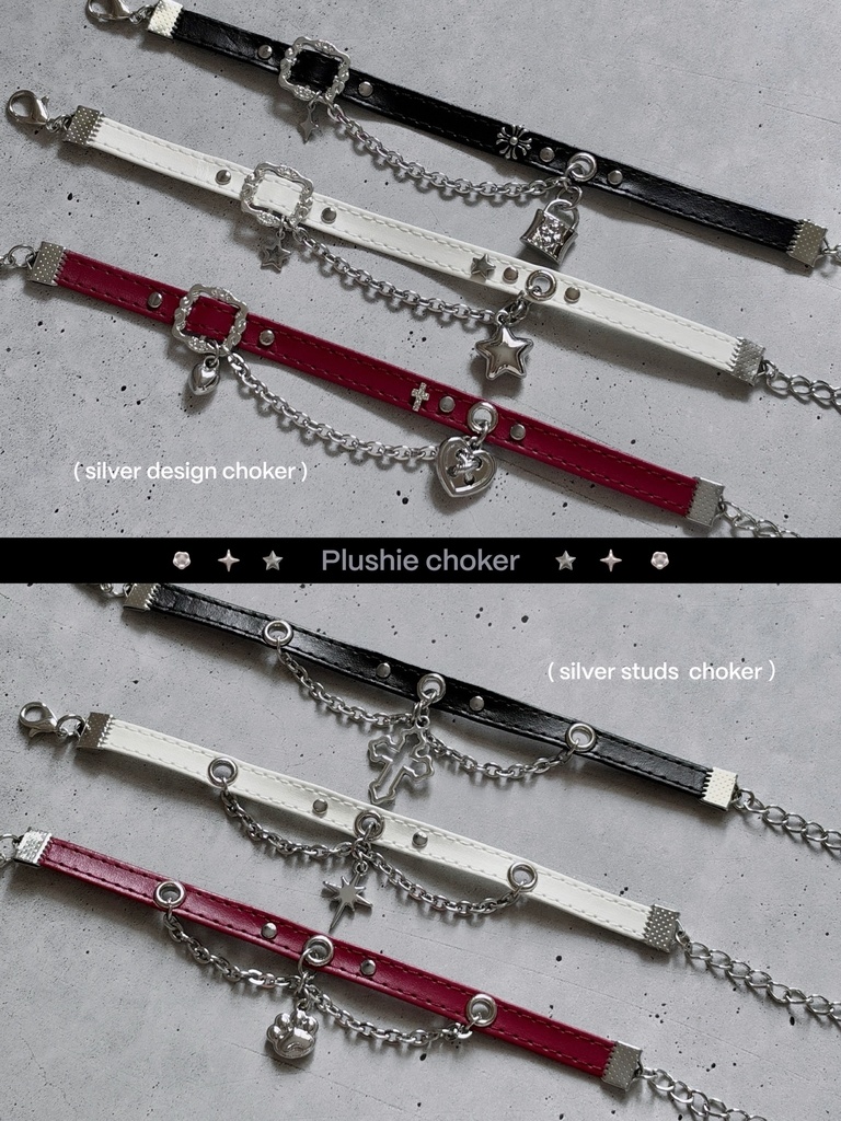 ✧ silver design / studs choker