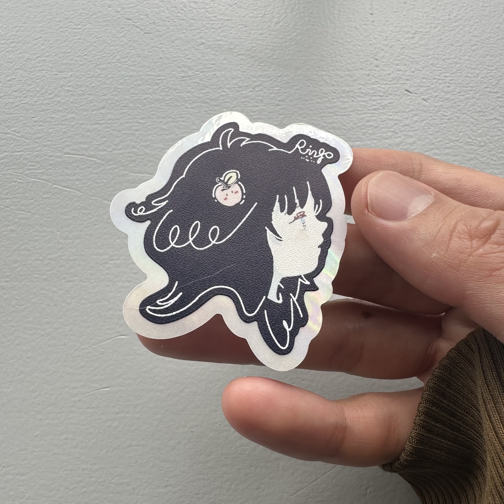 りんごアートステッカーdeepblueプレミアム1枚〜ホログラムシェルver〜