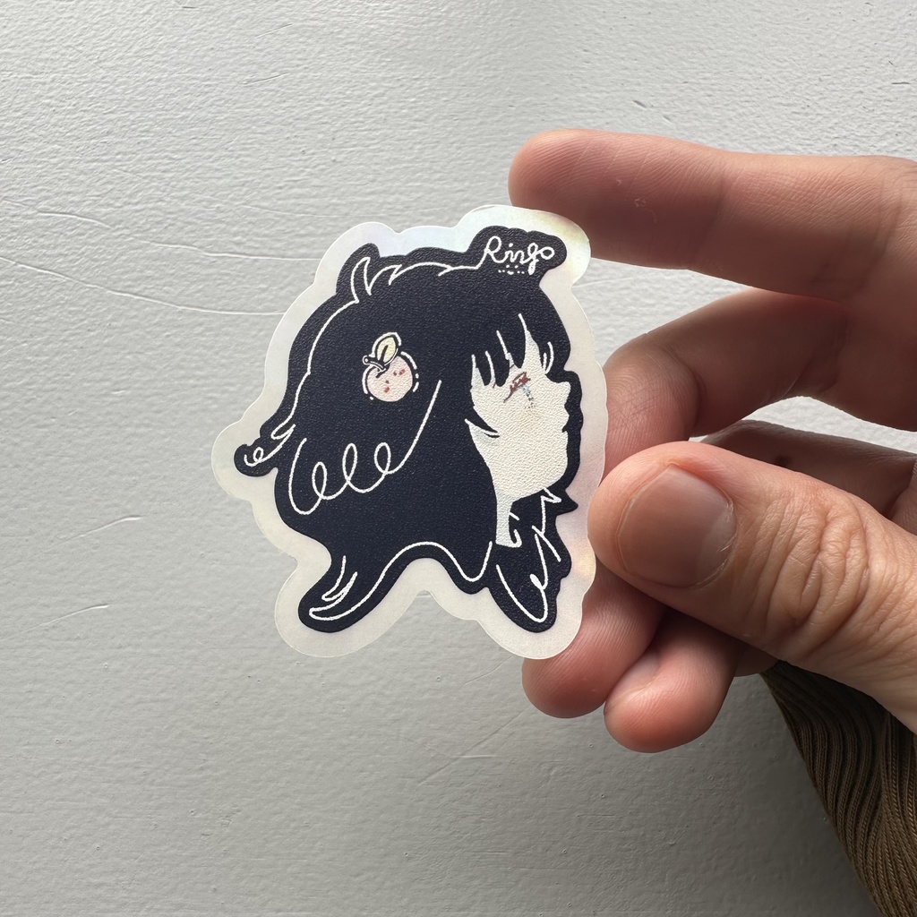 りんごアートステッカーdeepblueプレミアム1枚〜ホログラムシェルver〜