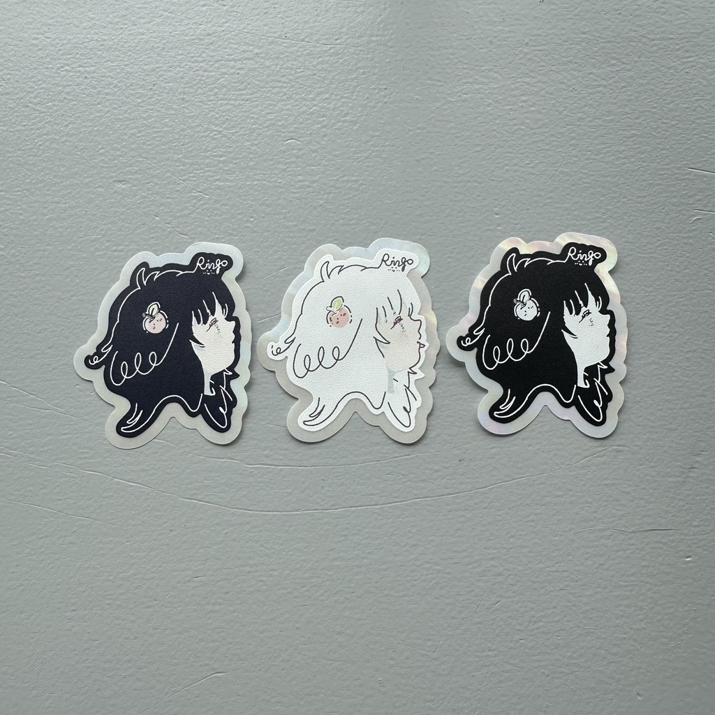 りんごアートステッカー3色セットプレミアム〜ホログラムシェルver〜