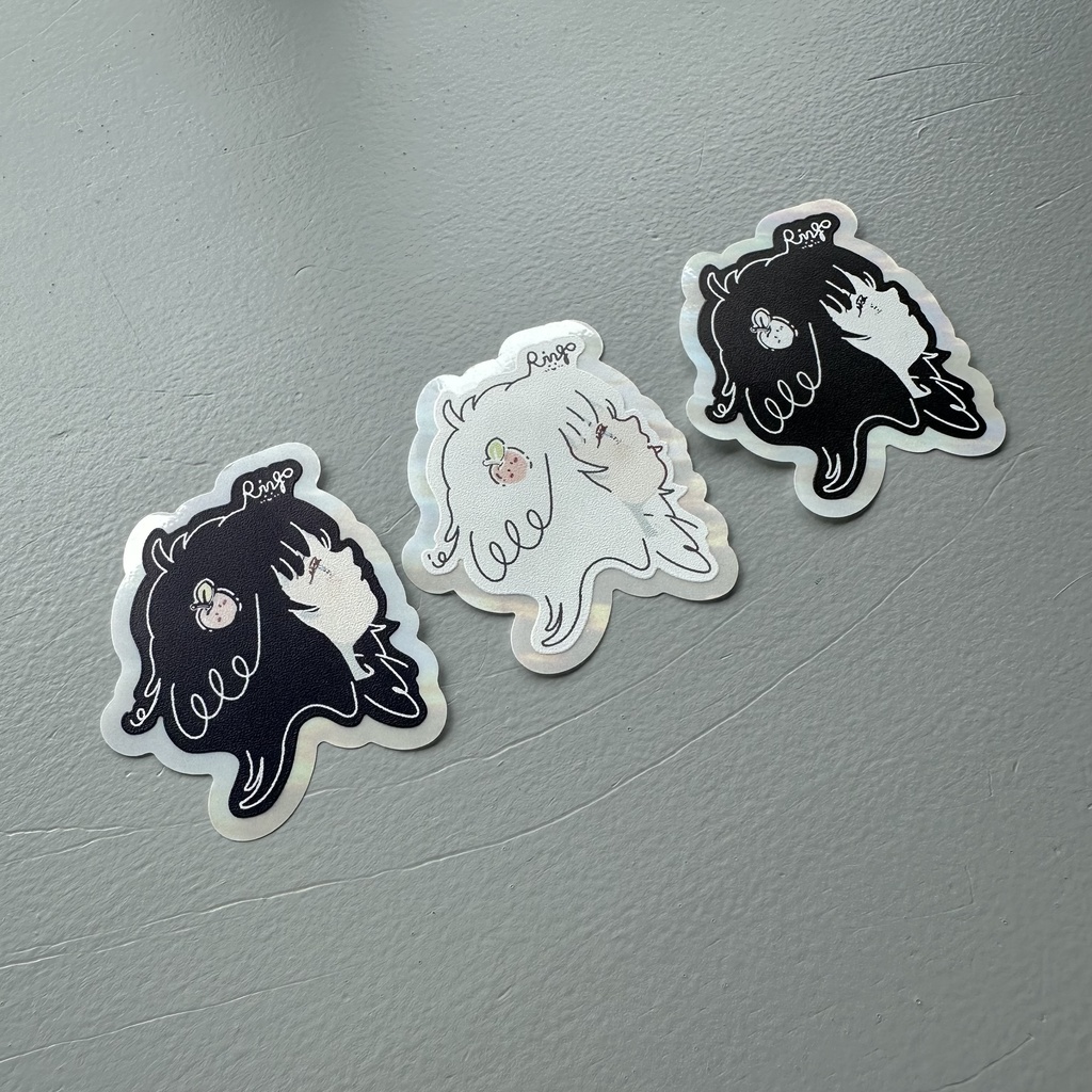 りんごアートステッカー3色セットプレミアム〜ホログラムシェルver〜