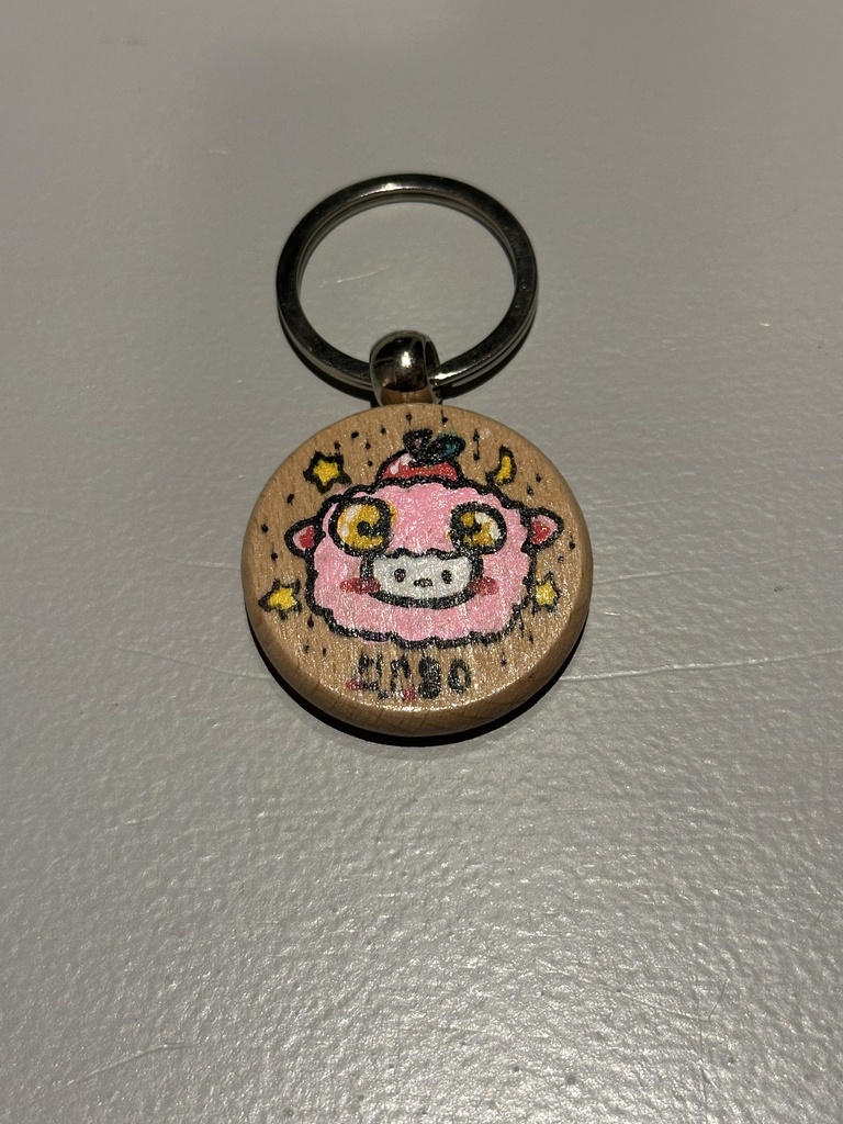 ヒツジの原画キーホルダー1点モノ