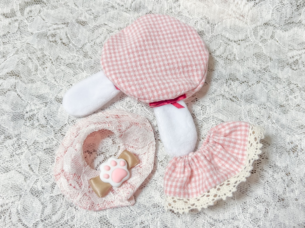 ぬい服 10cm〜12cm  『うさみみ いちごミルク』セット