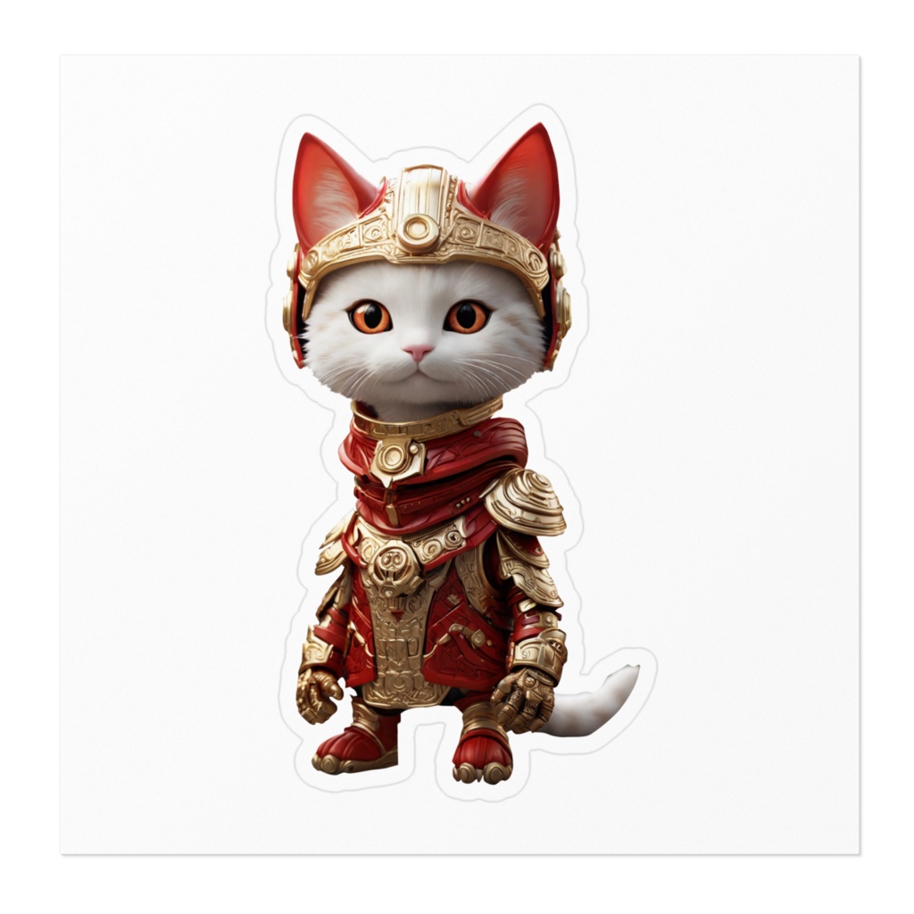 赤猫族の猫神様 戦士1 お守りステッカー