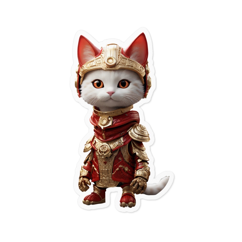 赤猫族の猫神様　戦士1   お守りステッカー