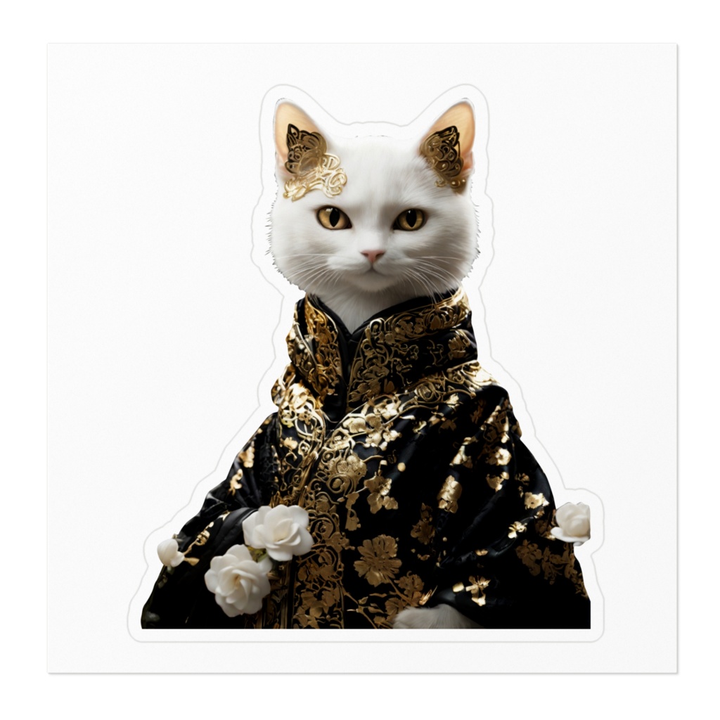 白黒猫族の猫神様 戦士1 お守りステッカー