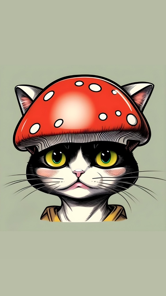 キノコ猫の缶バッチ