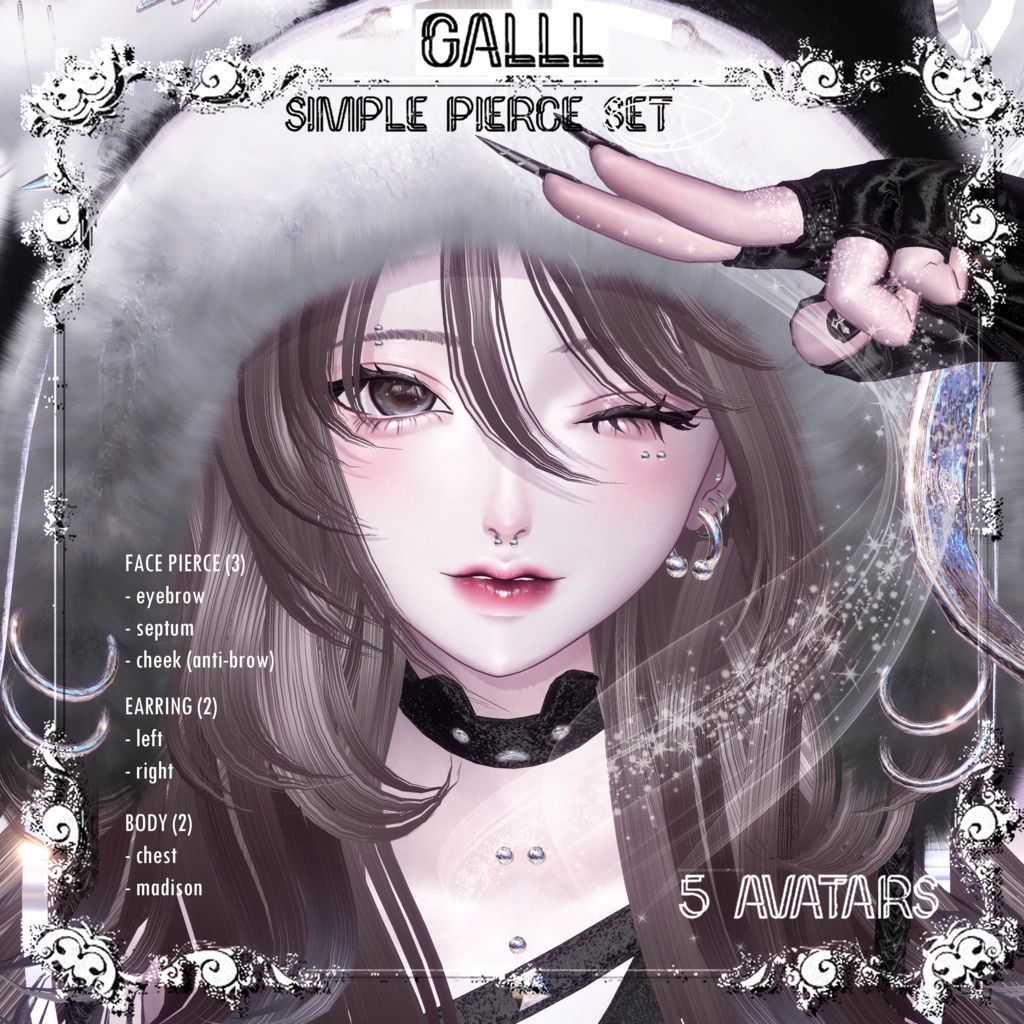 【5アバター/MA対応】シンプルピアスセット - Earring, Face & Body-【単品販売有】