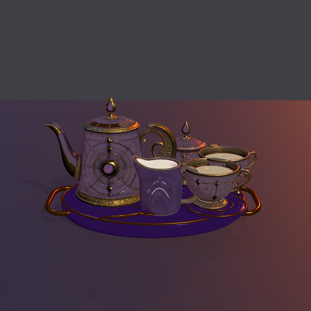 【VRChat PC】月雫ティーセット|注げる・飲める幻想アンティークティーセット
