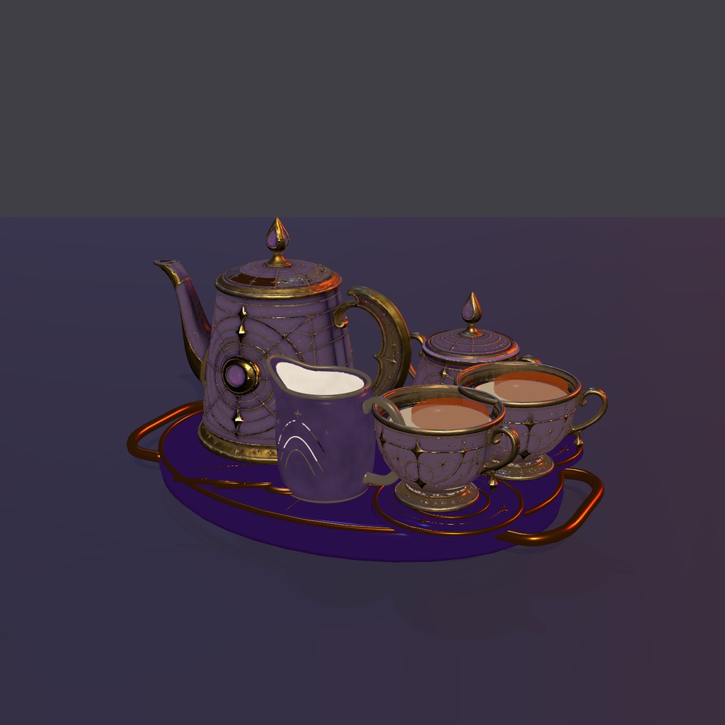 【VRChat PC】月雫ティーセット|注げる・飲める幻想アンティークティーセット