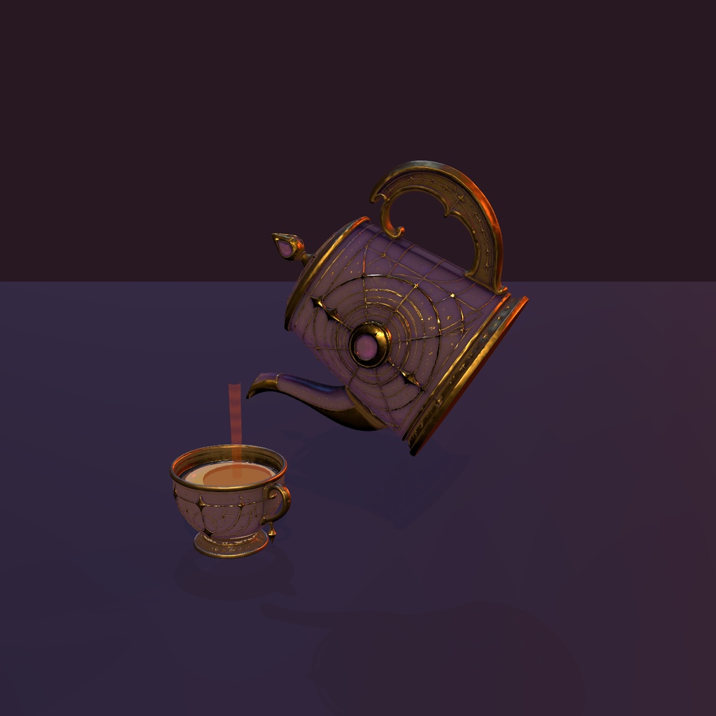 【VRChat PC】月雫ティーセット|注げる・飲める幻想アンティークティーセット