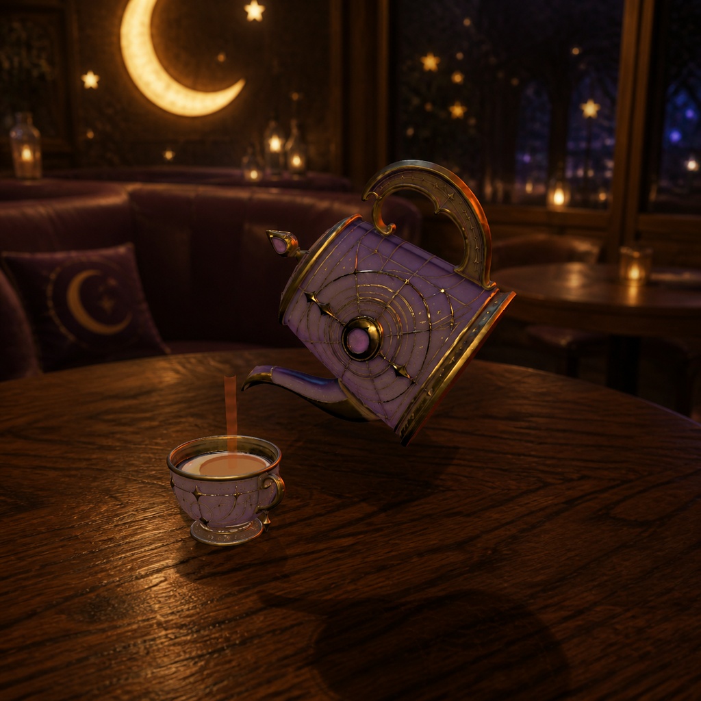 【VRChat PC】月雫ティーセット|注げる・飲める幻想アンティークティーセット