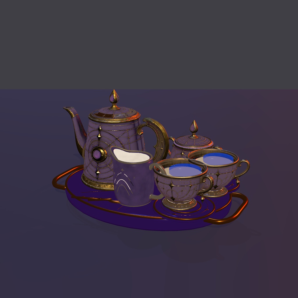 【VRChat PC】月雫ティーセット|注げる・飲める幻想アンティークティーセット