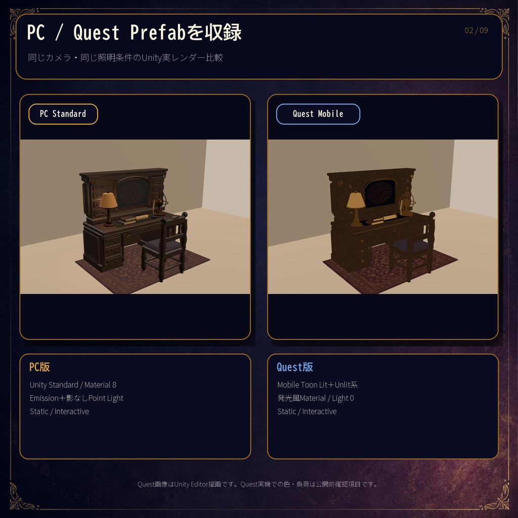 【VRChat PC/Quest】月詠みの天文机|1席Sit付きアンティーク天文家具セット