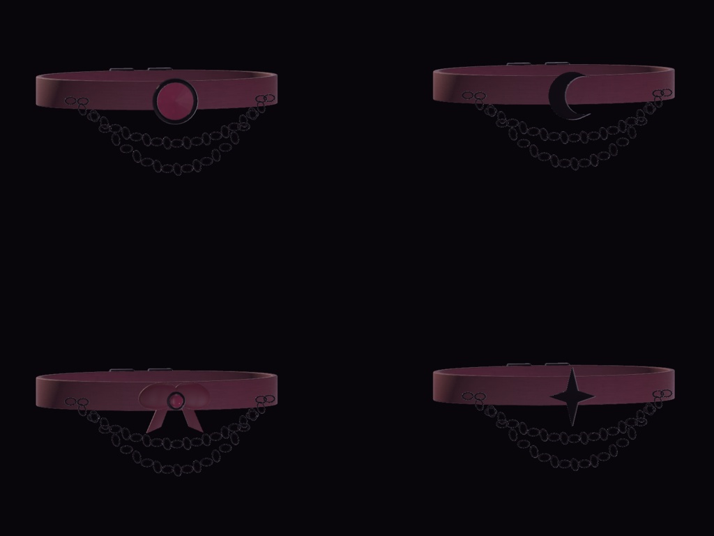 【VRChat PC/汎用・MA対応】月相レイヤードチョーカーセット|6色・4装飾・3サイズ
