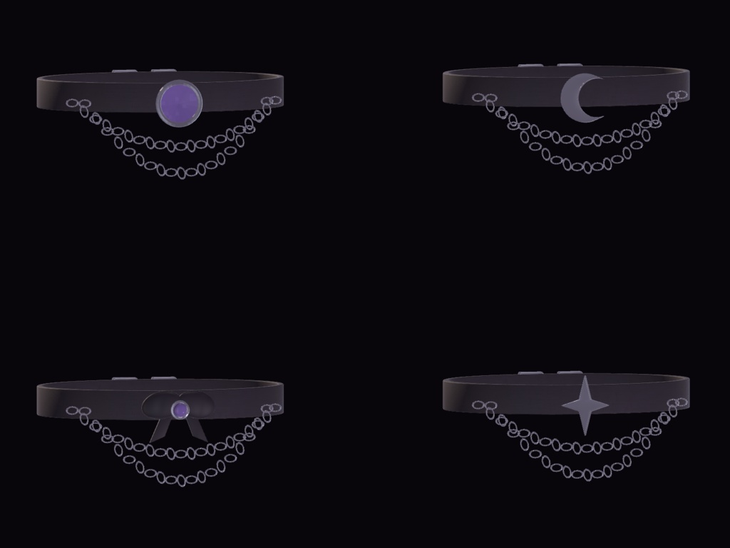 【VRChat PC/汎用・MA対応】月相レイヤードチョーカーセット|6色・4装飾・3サイズ