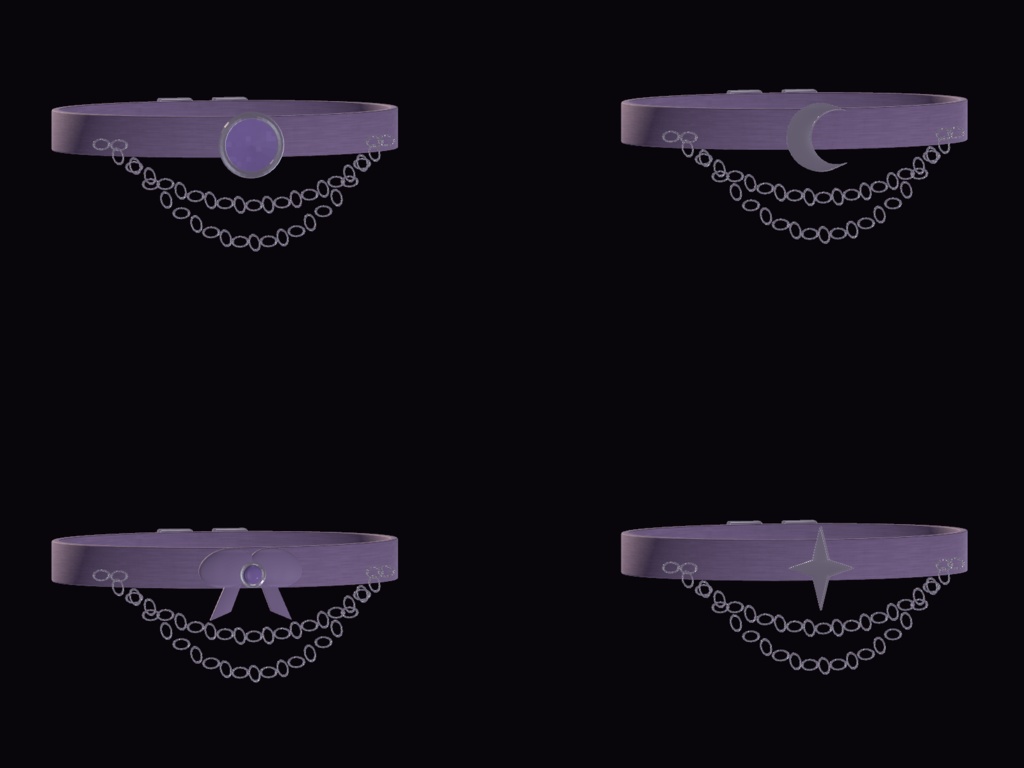 【VRChat PC/汎用・MA対応】月相レイヤードチョーカーセット|6色・4装飾・3サイズ