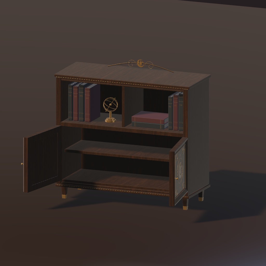 【PC向け3D家具】Moonlit Book Cabinet|月とランタンのブックキャビネット