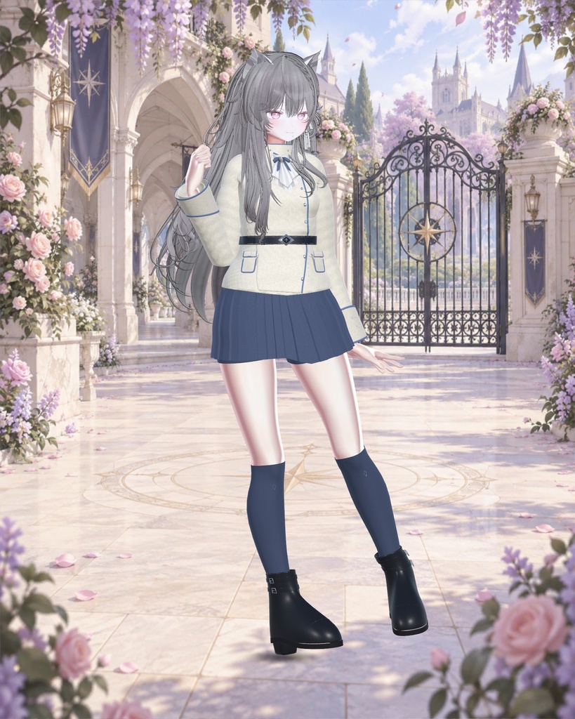 【しなの用・6色セット】SILVER OATH|白いジャボと星座袖の制服衣装【PC】