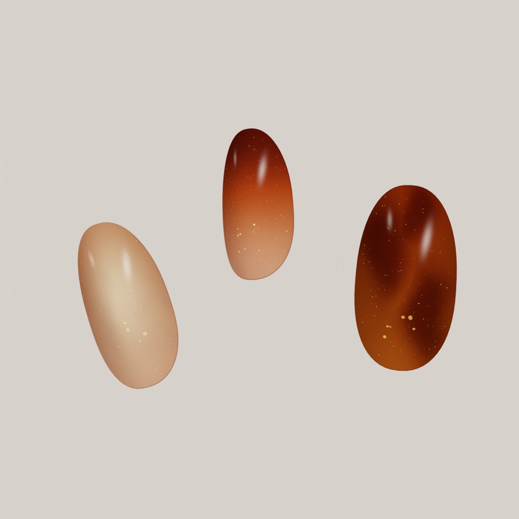 Amber Tea Glass|琥珀ミルクティー&シャンパンゴールドネイル【15アバター対応】