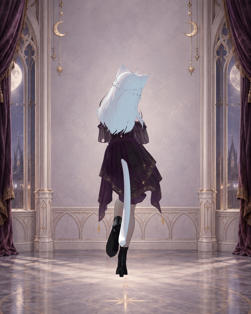 【しなの専用】VELVET HEX|月と星のゴシックドレス【PC・胸/ヒップ拡大対応】