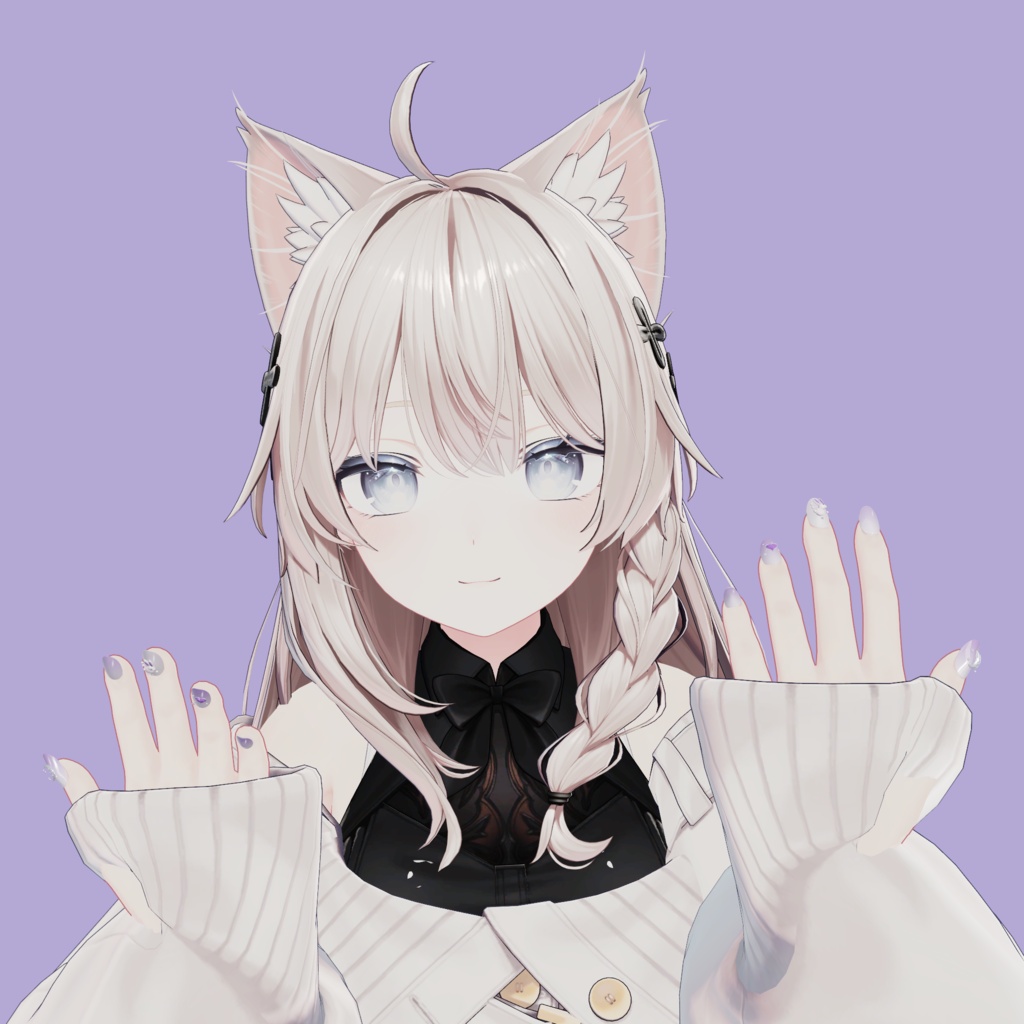 月うさぎのミルキーラベンダー / Moon Bunny|立体うさぎ&月のネイル【15アバター用/VRChat】