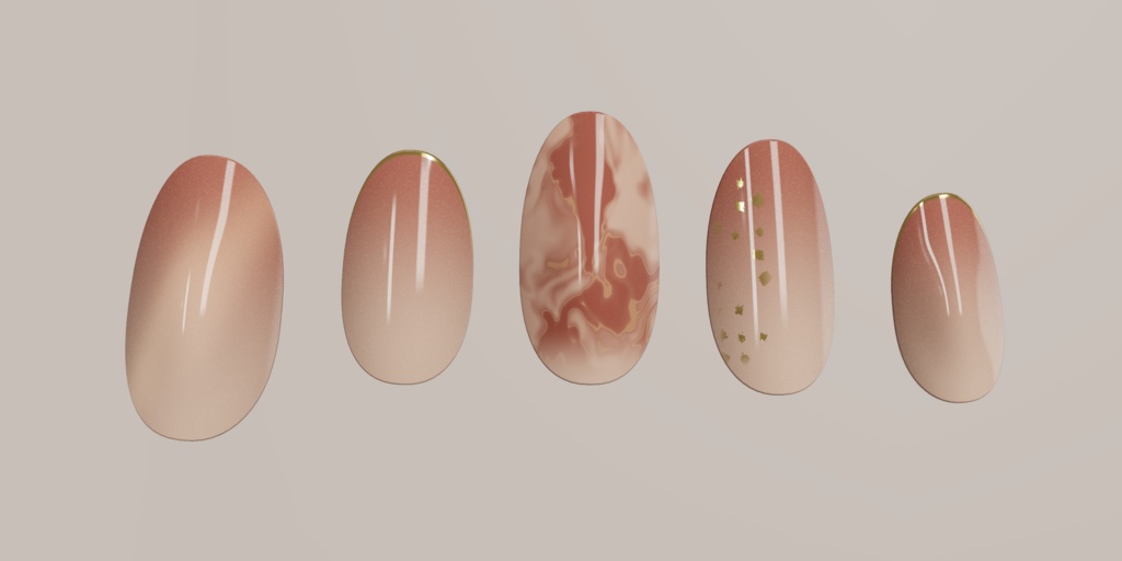 琥珀ロゼ — AMBER ROSE|15アバター対応・手のネイル【PC】