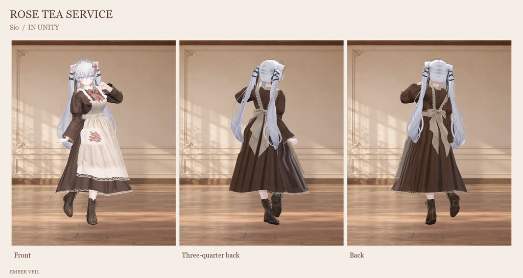 Rose Tea Service|しなの・Sio対応 クラシカルロングメイド服【各6色・PC・MA対応】