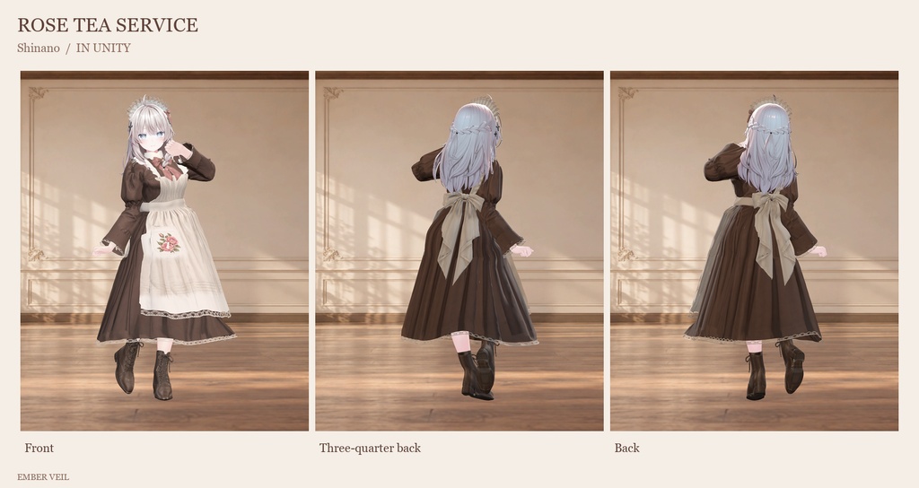 Rose Tea Service|しなの・Sio対応 クラシカルロングメイド服【各6色・PC・MA対応】