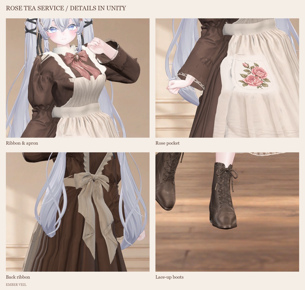 Rose Tea Service|しなの・Sio対応 クラシカルロングメイド服【各6色・PC・MA対応】