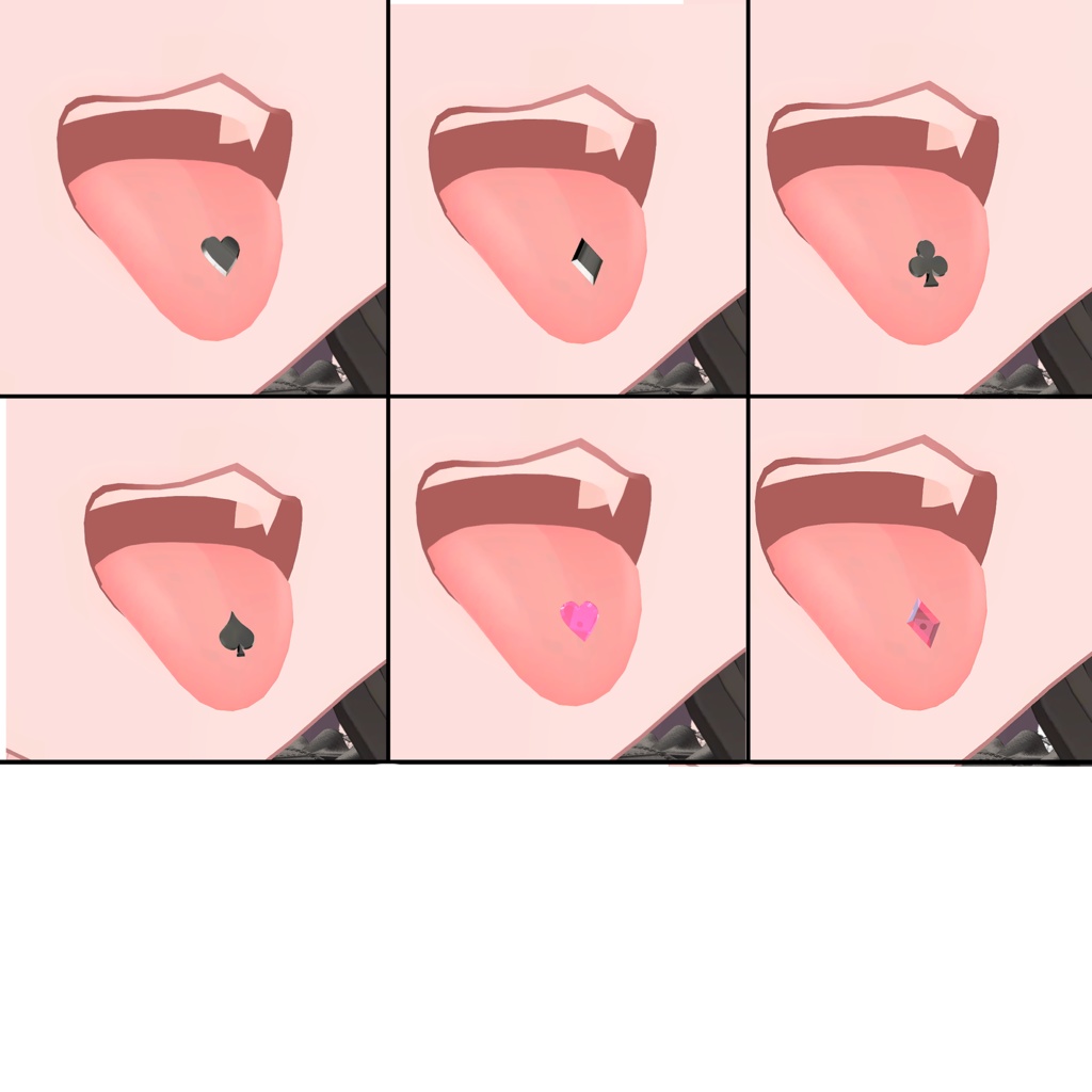 【フレア&ラズリ対応】舌ピアスセット.15パターン+フェイスピアス【MA設定済&リップシンク対応】