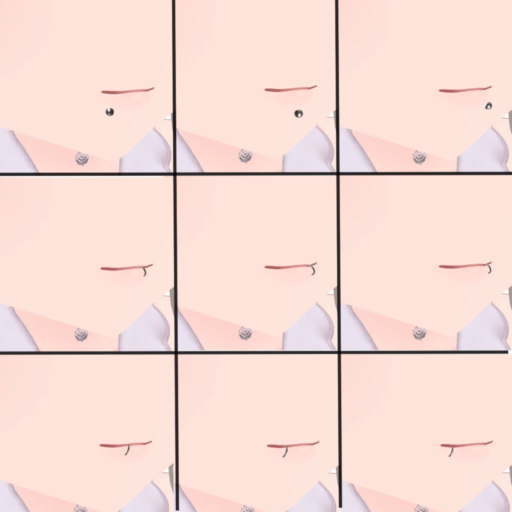 【フレア&ラズリ対応】舌ピアスセット.15パターン+フェイスピアス【MA設定済&リップシンク対応】