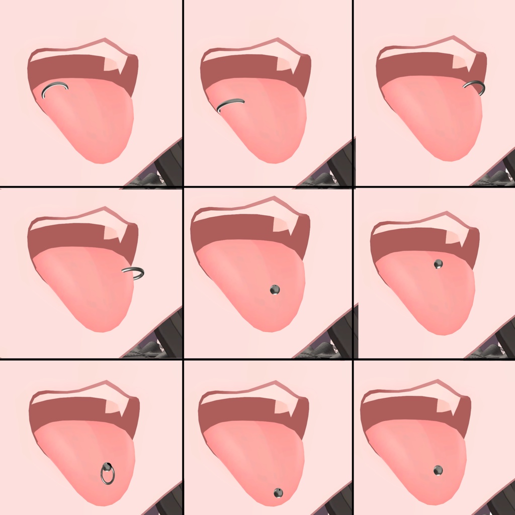 【フレア&ラズリ対応】舌ピアスセット.15パターン+フェイスピアス【MA設定済&リップシンク対応】