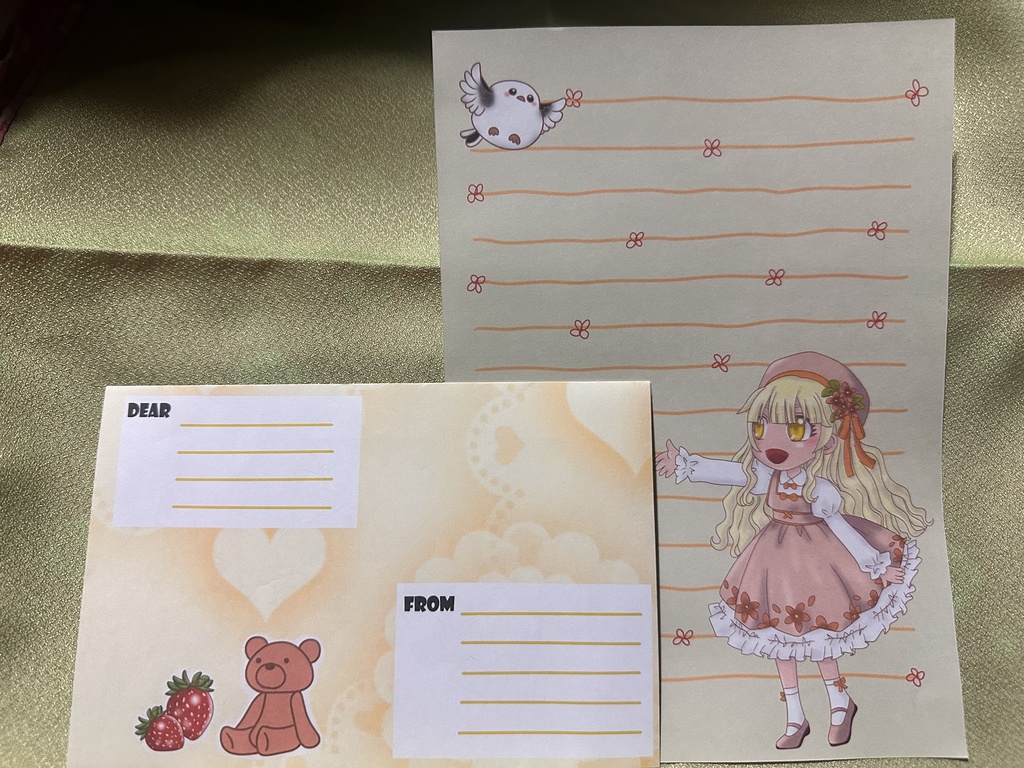 黄色イメージの女の子のレターセット