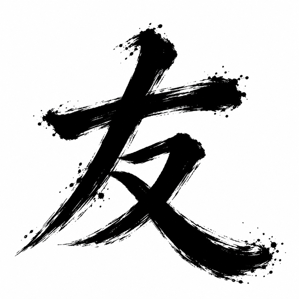【無料】漢字アート「友」― 白地に黒の筆文字|一部AI使用|無料ダウンロード