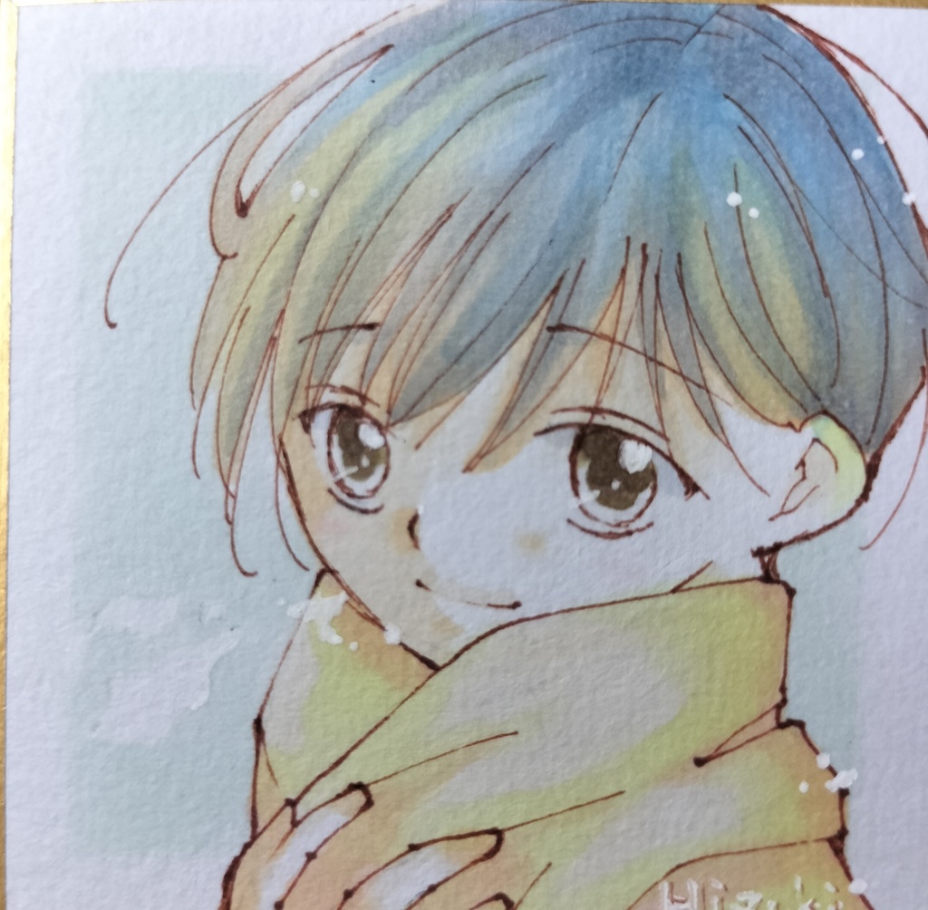 豆色紙・縞マフラー