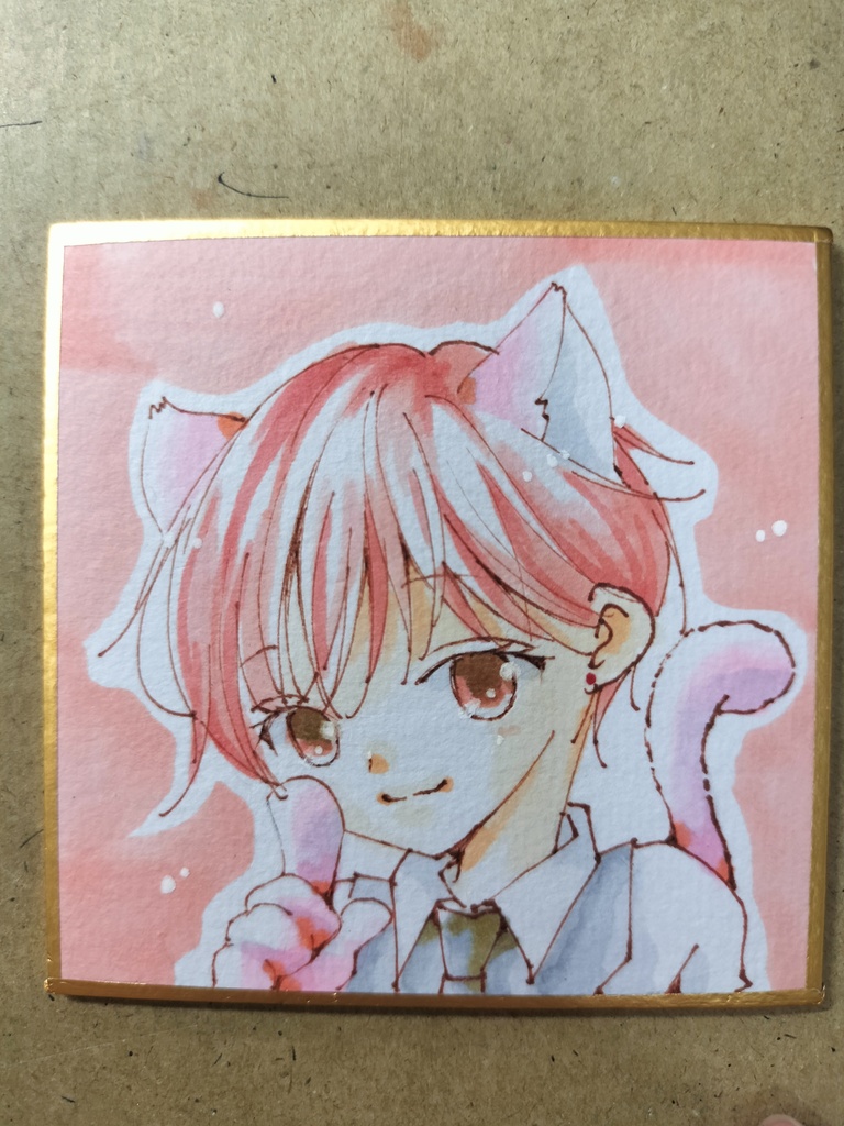 豆色紙▪️猫耳カスカ赤
