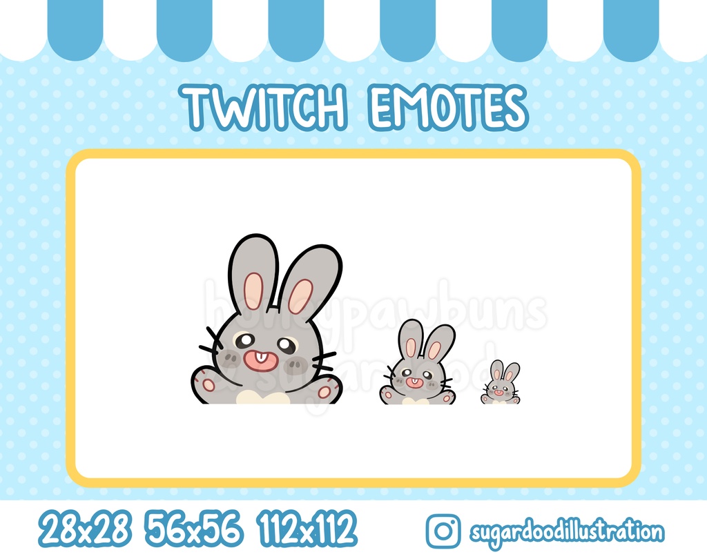 Twitch Discord Emote Happy Gray Bunny