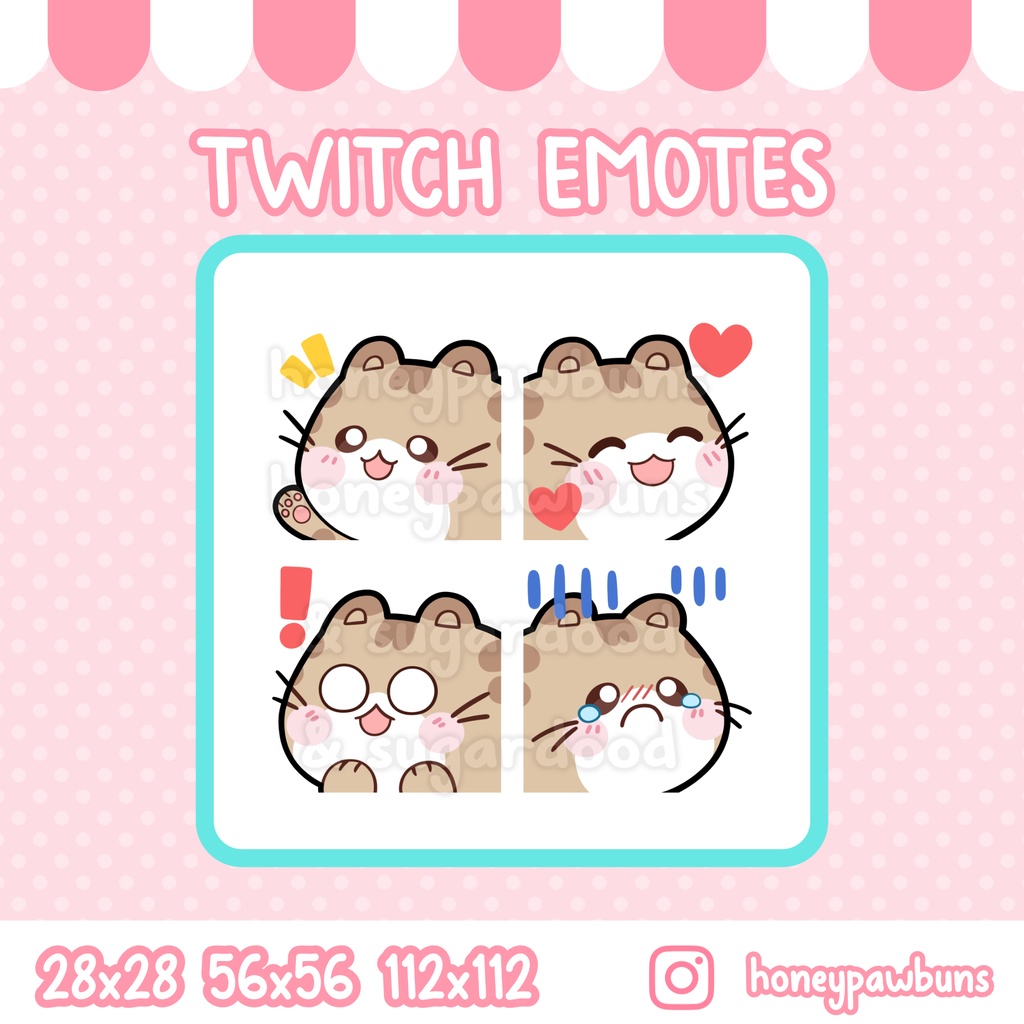 Twitch Emote Set Cats 1 Creme Tabby, Chubby Kitty Emoji