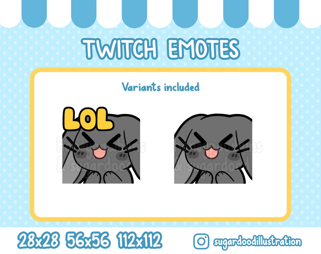 Emote LOL Black Bunny, Chibi Rabbit Emoji For Twitch Discord