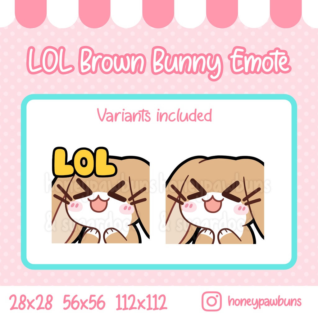 Emote LOL Brown Bunny, Chibi Rabbit Emoji For Twitch Discord