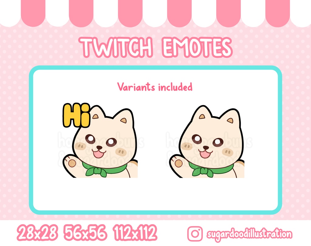 Emote Hi Shiba Inu Creme, Chibi Dog Emoji For Twitch Discord